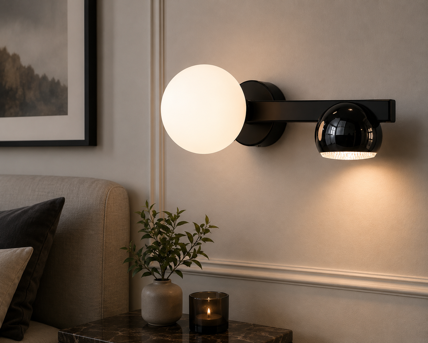 Twin Horizontal Wall Light - Black