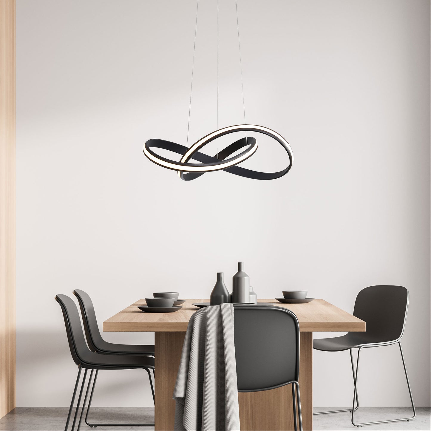 Ethereal Ribbon Led Chandelier - Black
