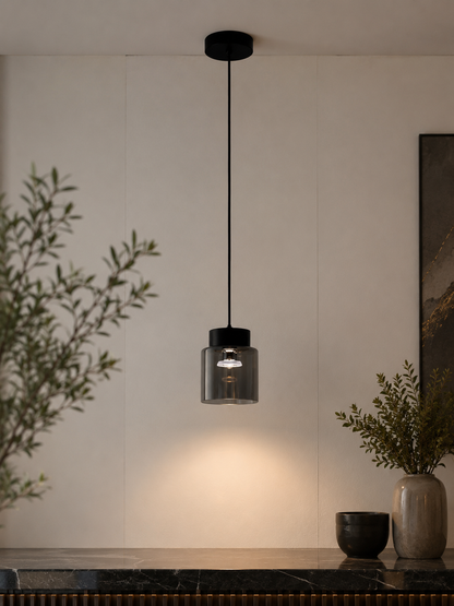 Round Grey Glass Pendant