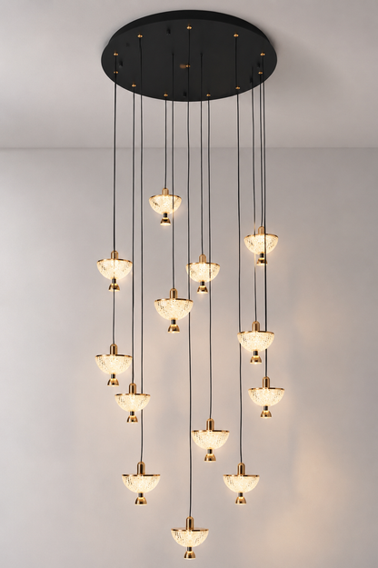 Crystal Stairs Chandelier - Gold