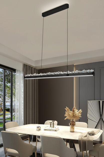 Elegant Crystal Bar Pendant - Black