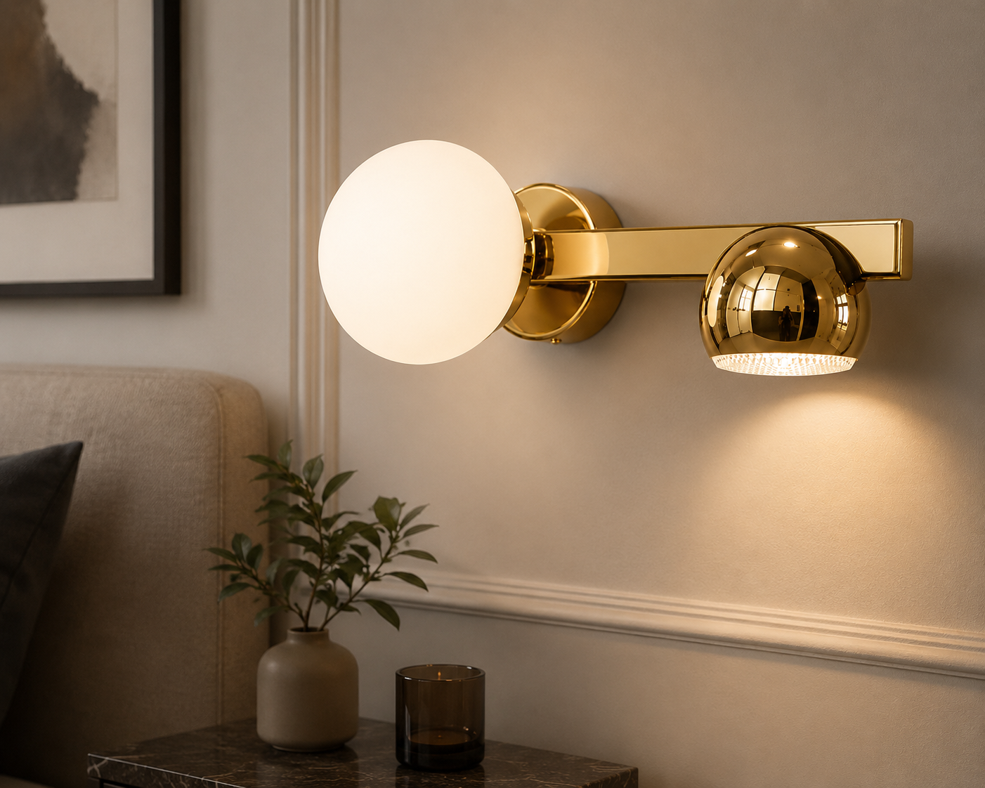 Twin Horizontal Wall Light - Gold