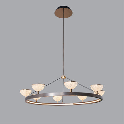Crystal Round Chandelier - Gold
