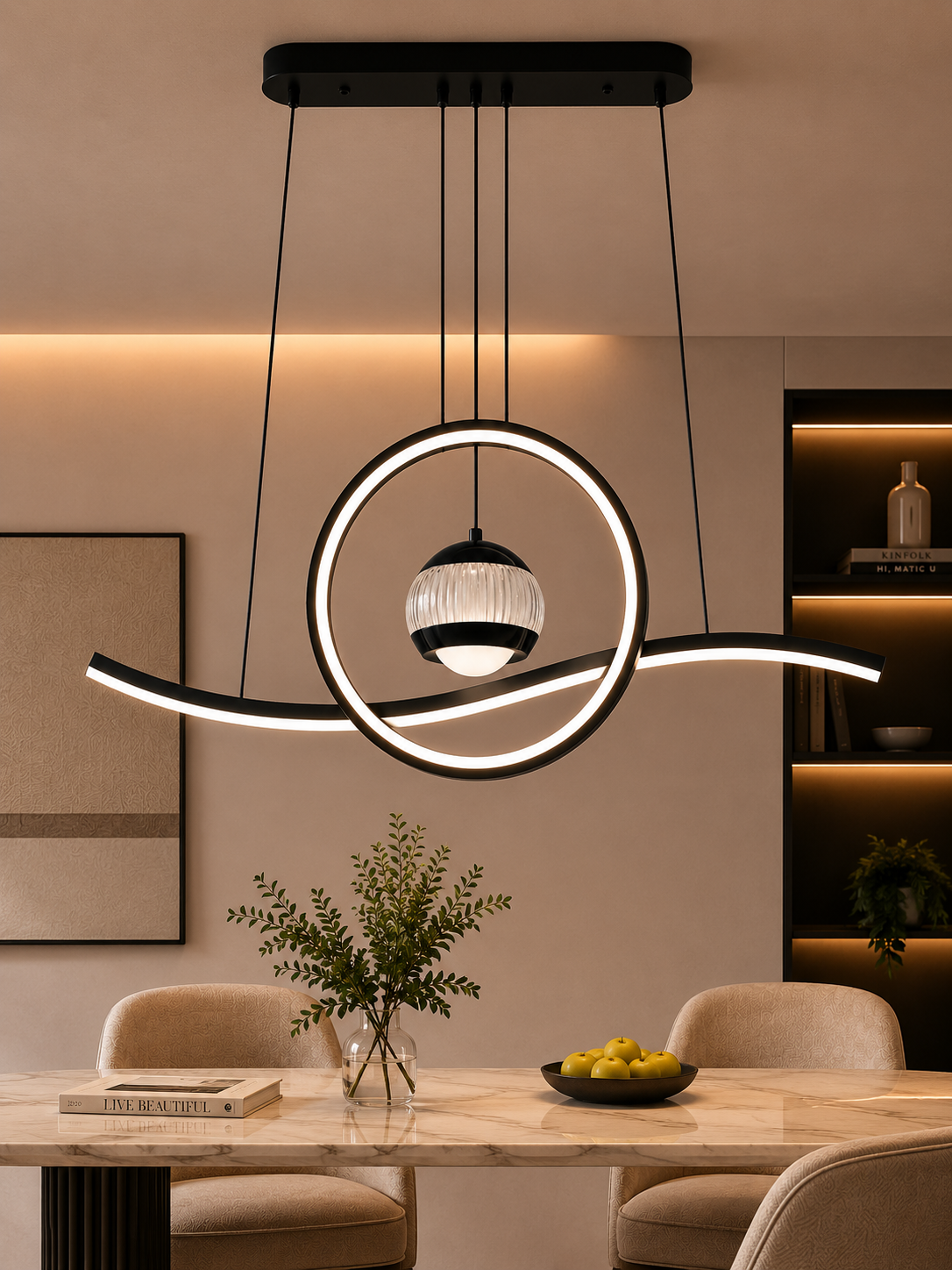 Crimson Arc Pendant Light