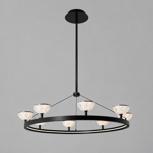 Crystal Round Chandelier - Black