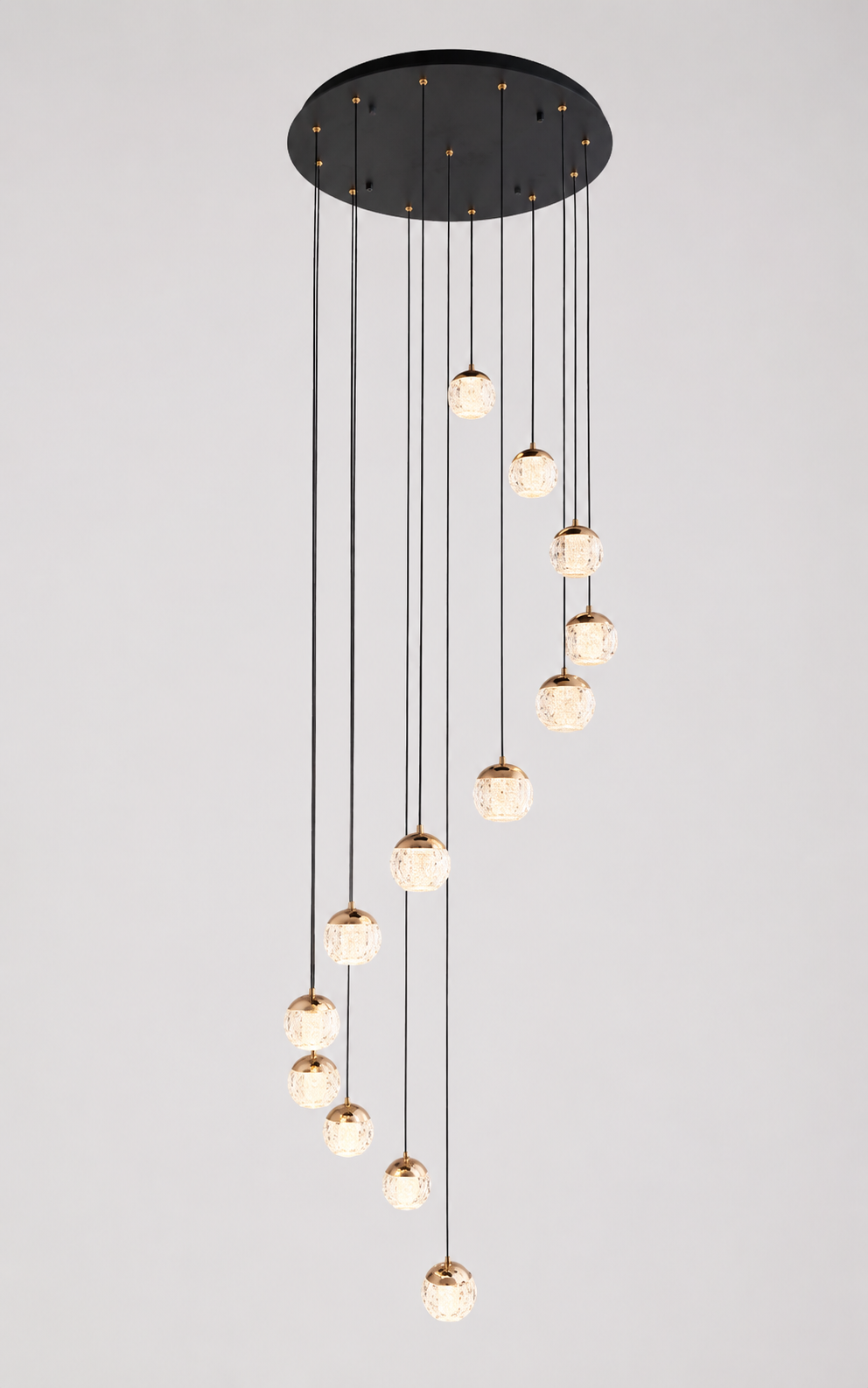 Crystal Ball Stairs Chandelier - Gold