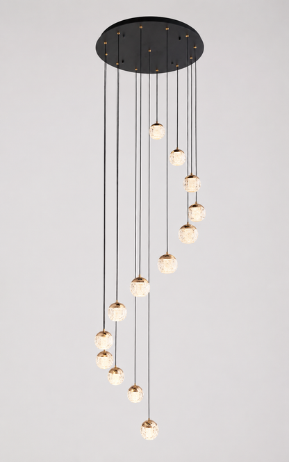 Crystal Ball Stairs Chandelier - Gold