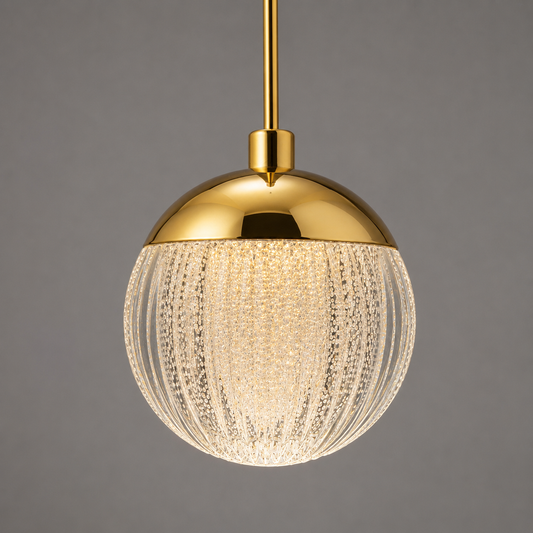 Crystal Ball Single Pendant - Gold