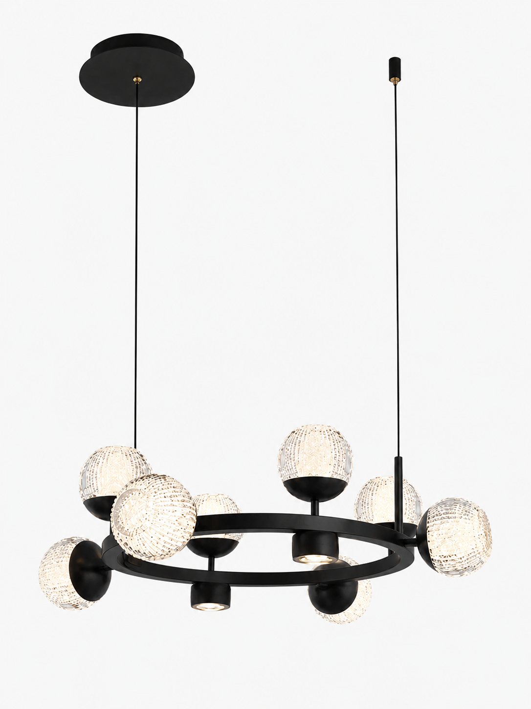 Crystal Ball Round Chandelier - Black