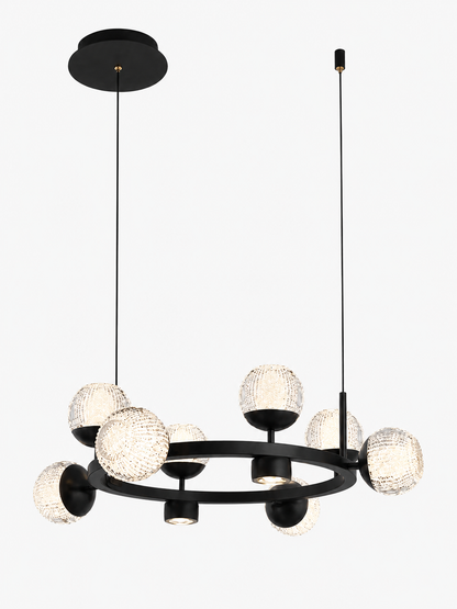 Crystal Ball Round Chandelier - Black