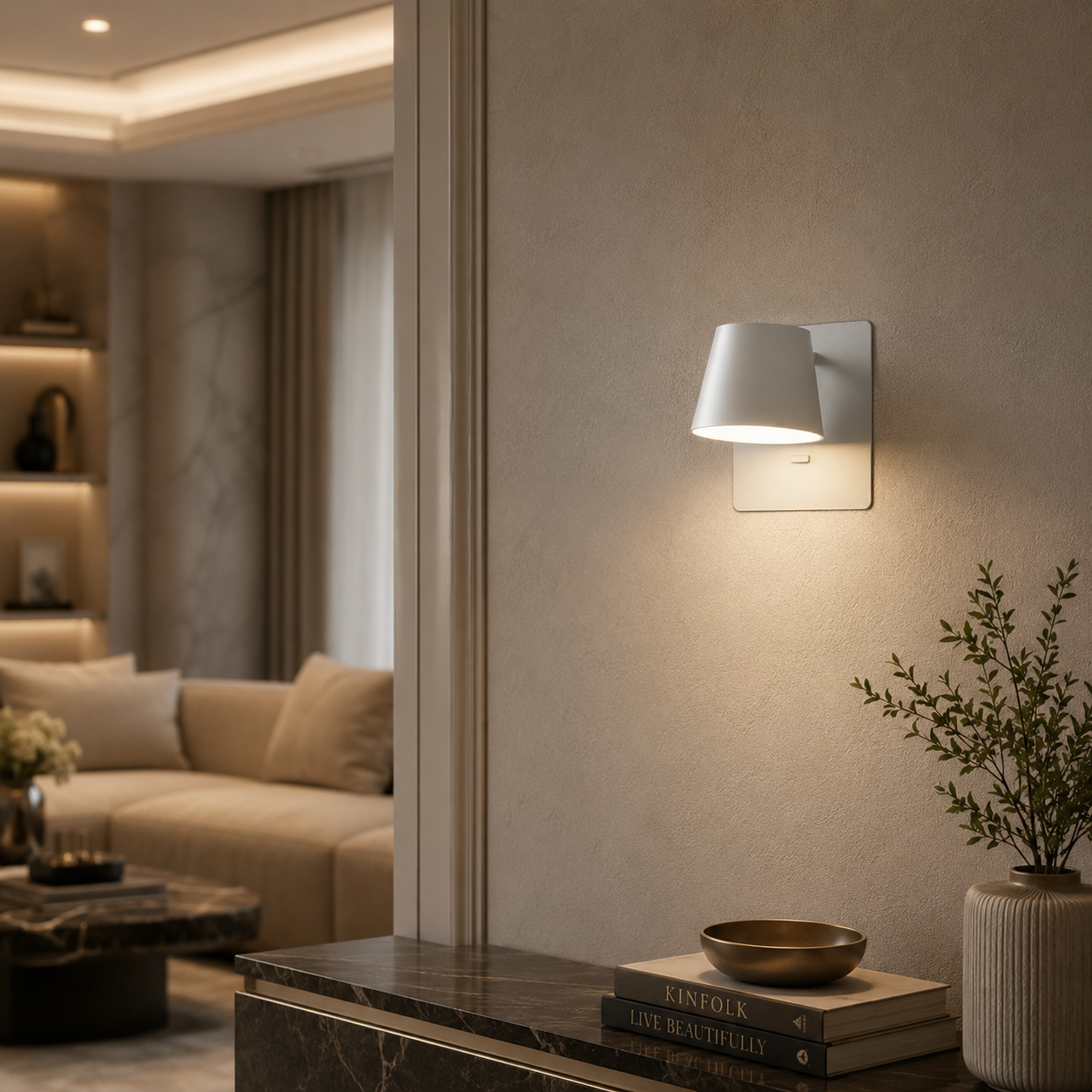 Square Wall Light - White