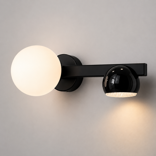 Twin Horizontal Wall Light - Black
