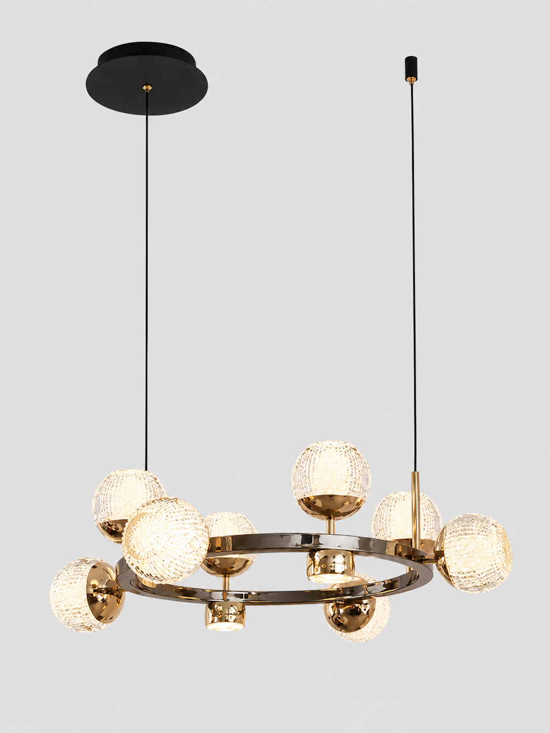 Crystal Ball Round Chandelier - Gold