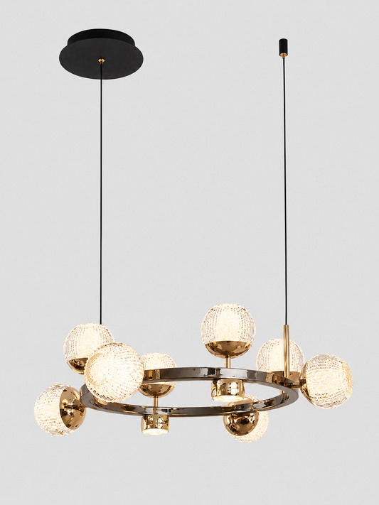 Crystal Ball Round Chandelier - Gold