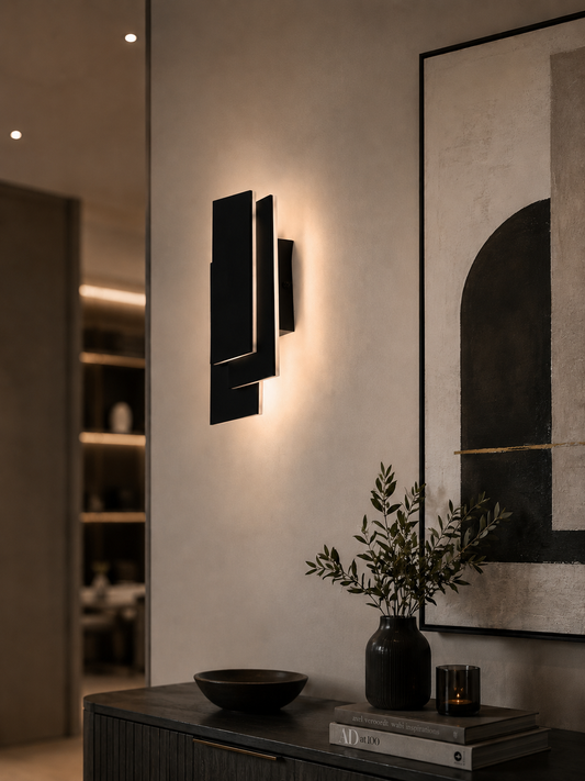 Cascade Rectangular Wall Light - Black