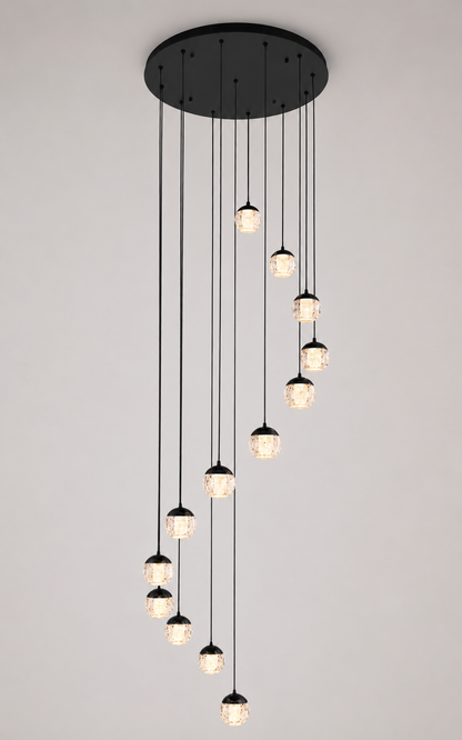 Crystal Ball Stairs Chandelier - Black