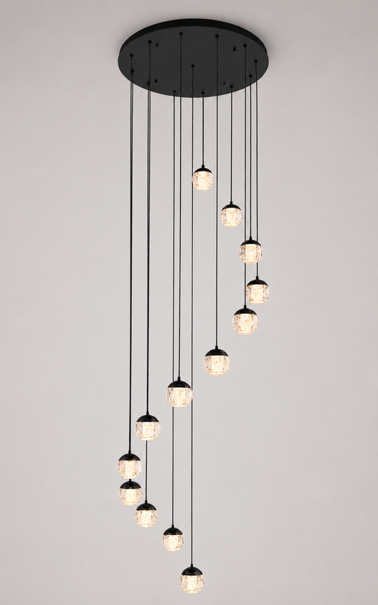 Crystal Ball Stairs Chandelier - Black
