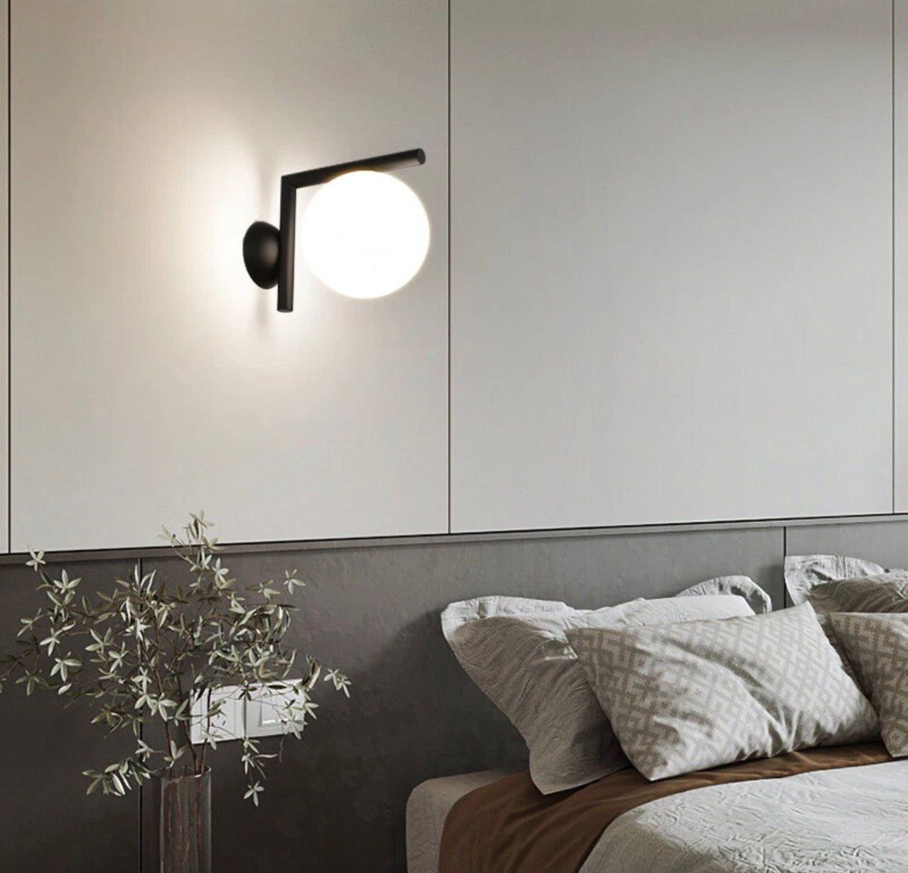 Ball Down Wall Light - Black